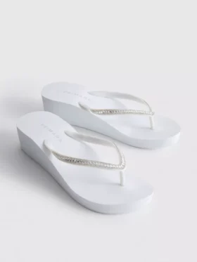Flip-Flops mit Keilabsatz und Strasssteinen