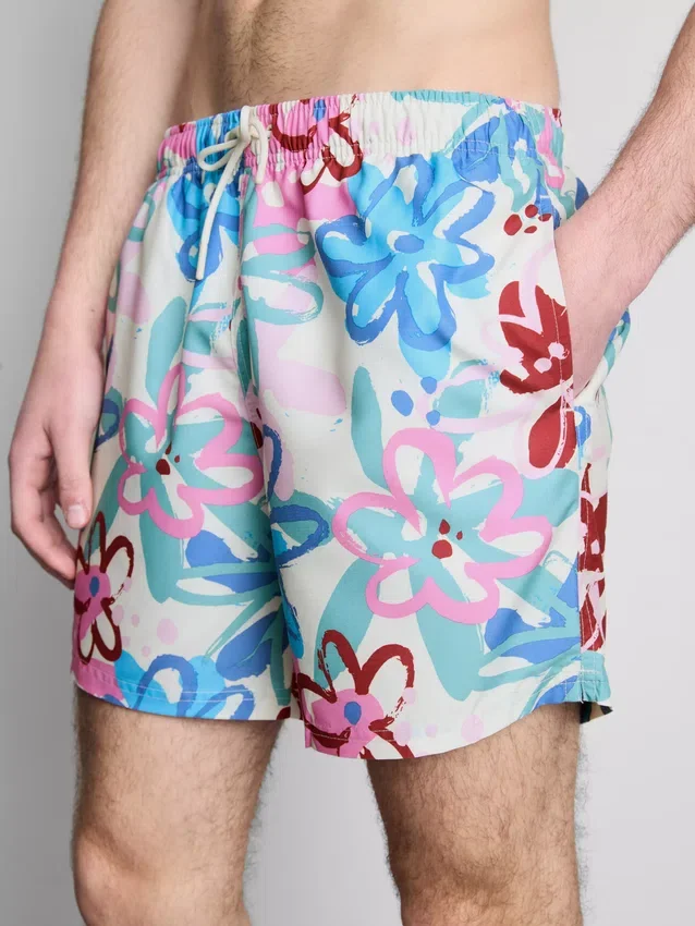 Floral graffiti shorts