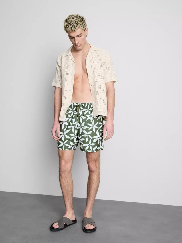 Floral swim shorts with drawstring