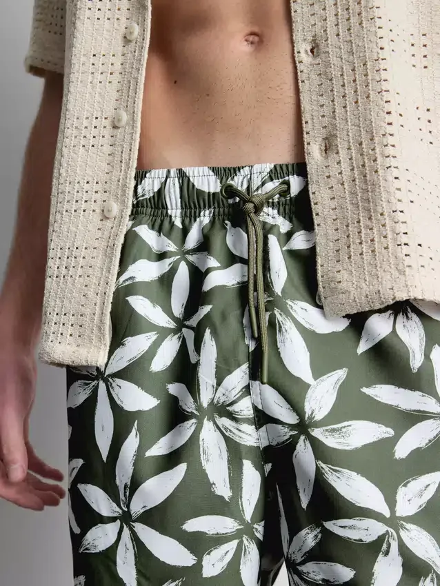 Floral swim shorts with drawstring