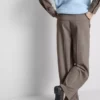 Gebürstete Nadelstreifenhose mit weitem Bein