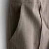 Gebürstete Nadelstreifenhose mit weitem Bein