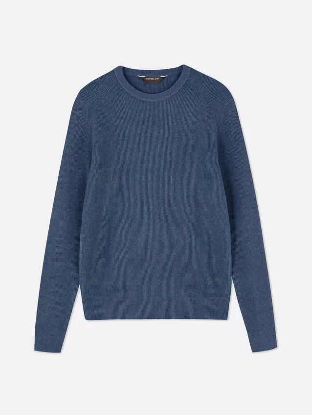Gerippter Pulli mit Rundhalsausschnitt