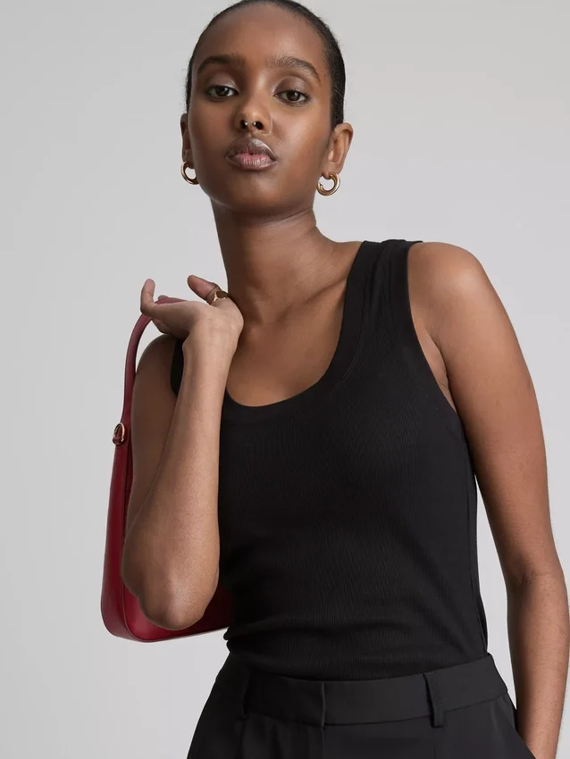 Geripptes Tanktop aus Baumwollmischung
