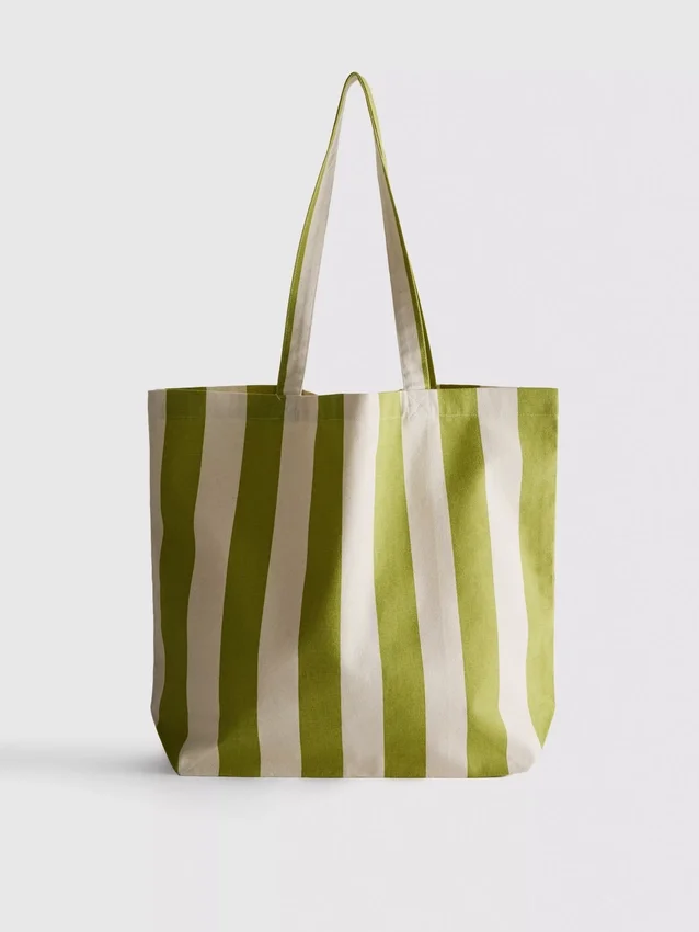 Gestreifte Canvas-Tragetasche