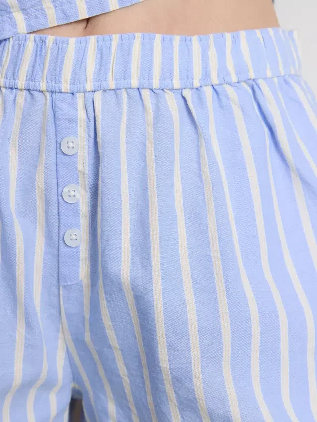 Gestreifte Oxford-Schlafanzug-Shorts aus Baumwolle