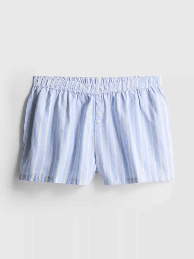 Gestreifte Oxford-Schlafanzug-Shorts aus Baumwolle