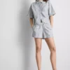 Gestreifte Oxford-Shorts mit hoher Taille