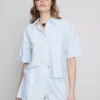 Gestreifte Oxford-Shorts mit hoher Taille
