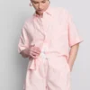 Gestreifte Oxford-Shorts mit hoher Taille