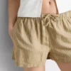 Gestreifte Oxford-Shorts mit hoher Taille