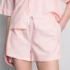 Gestreifte Oxford-Shorts mit hoher Taille