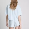 Gestreifte Oxford-Shorts mit hoher Taille