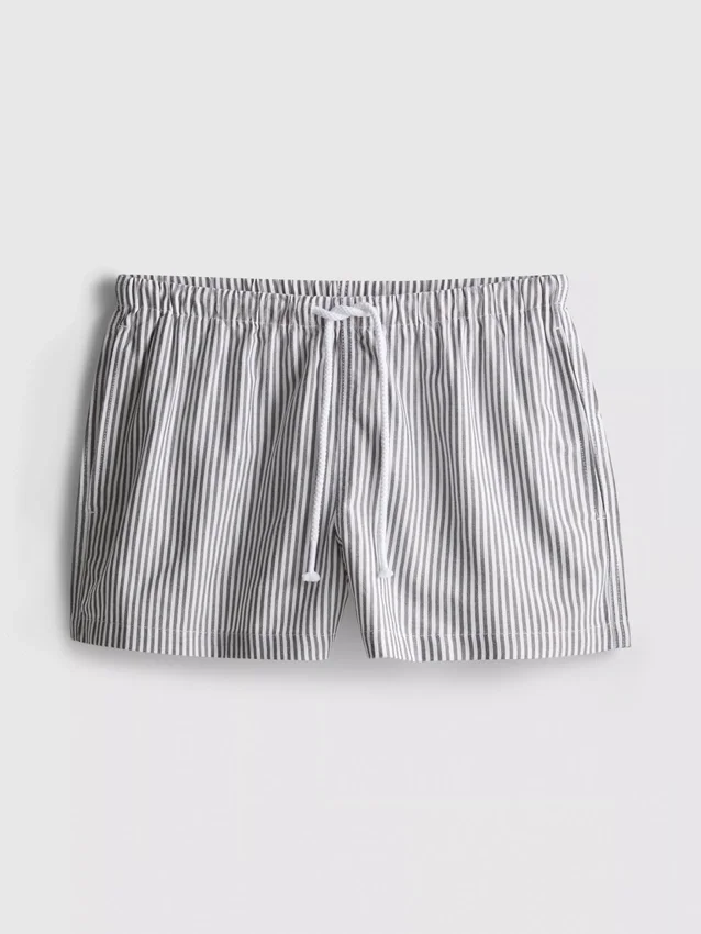 Gestreifte Oxford-Shorts mit hoher Taille