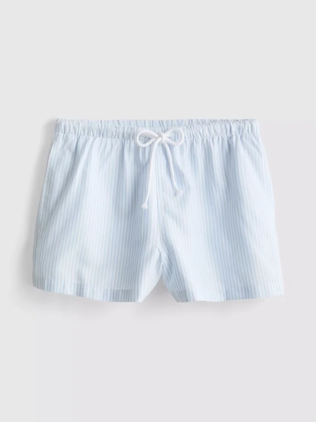 Gestreifte Oxford-Shorts mit hoher Taille
