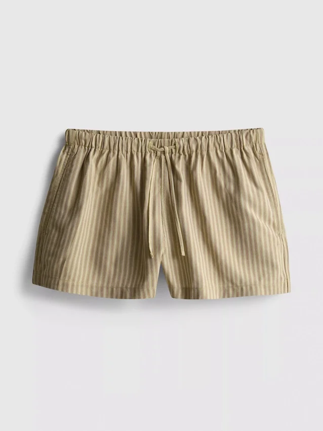 Gestreifte Oxford-Shorts mit hoher Taille