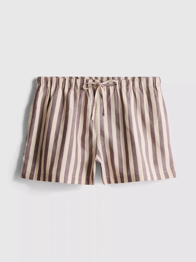 Gestreifte Oxford-Shorts mit hoher Taille
