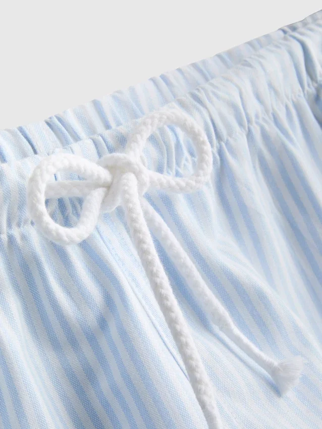 Gestreifte Oxford-Shorts mit hoher Taille