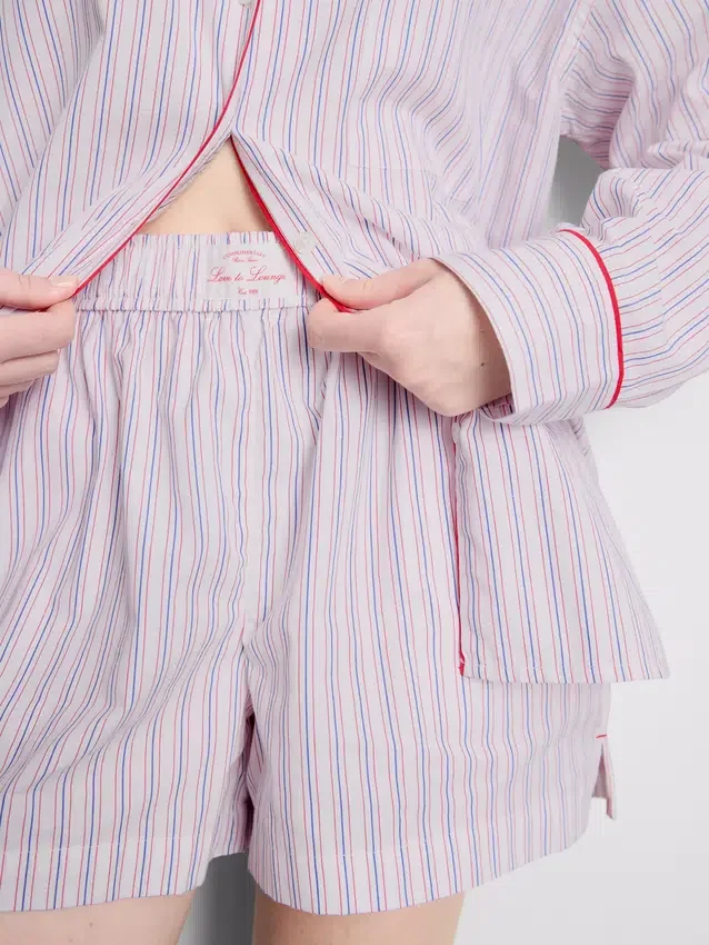 Gestreifte Schlafanzug-Shorts aus Baumwolle im «Room Service»-Stil