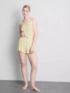 Gestreifte Schlafanzug-Shorts mit Blumenmuster