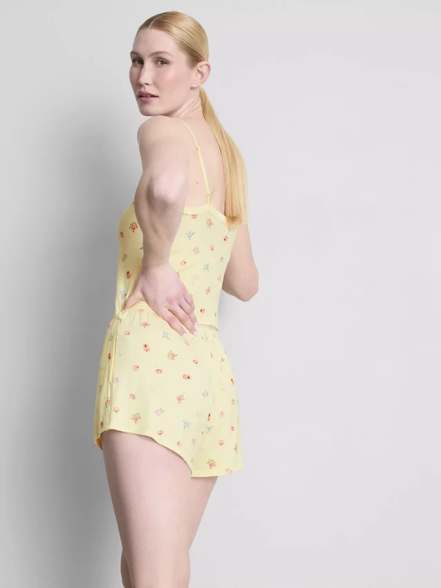 Gestreifte Schlafanzug-Shorts mit Blumenmuster