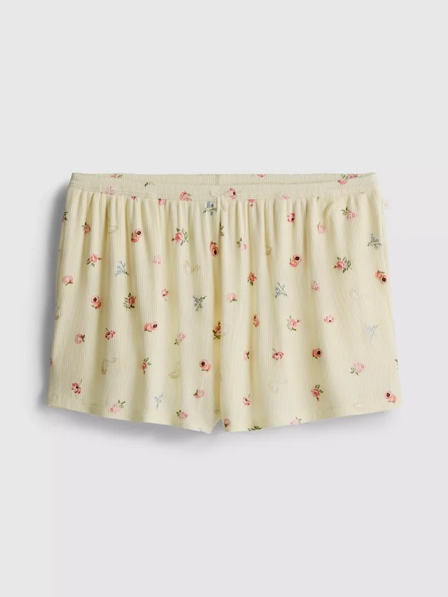 Gestreifte Schlafanzug-Shorts mit Blumenmuster