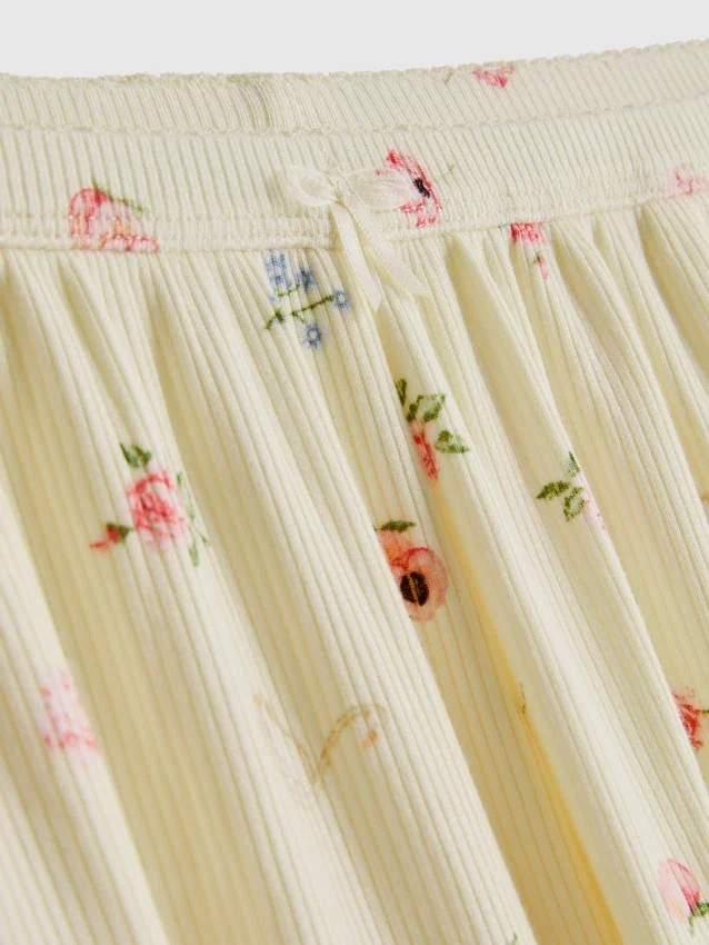 Gestreifte Schlafanzug-Shorts mit Blumenmuster