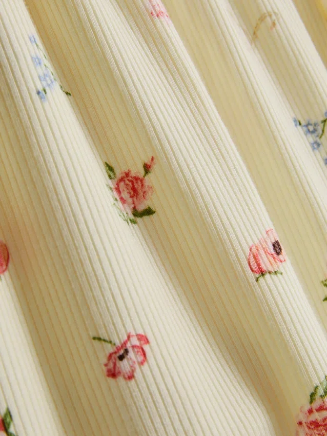 Gestreifte Schlafanzug-Shorts mit Blumenmuster