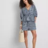 Gestreifte Seersucker-Bluse mit Puffärmeln von Paula Echevarría
