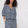 Gestreifte Seersucker-Bluse mit Puffärmeln von Paula Echevarría