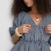 Gestreifte Seersucker-Bluse mit Puffärmeln von Paula Echevarría