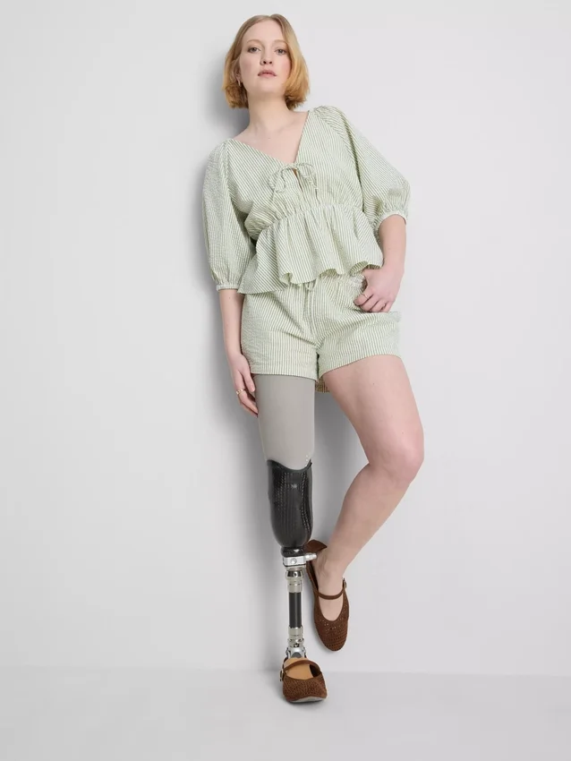 Gestreifte Seersucker-Shorts aus Baumwolle