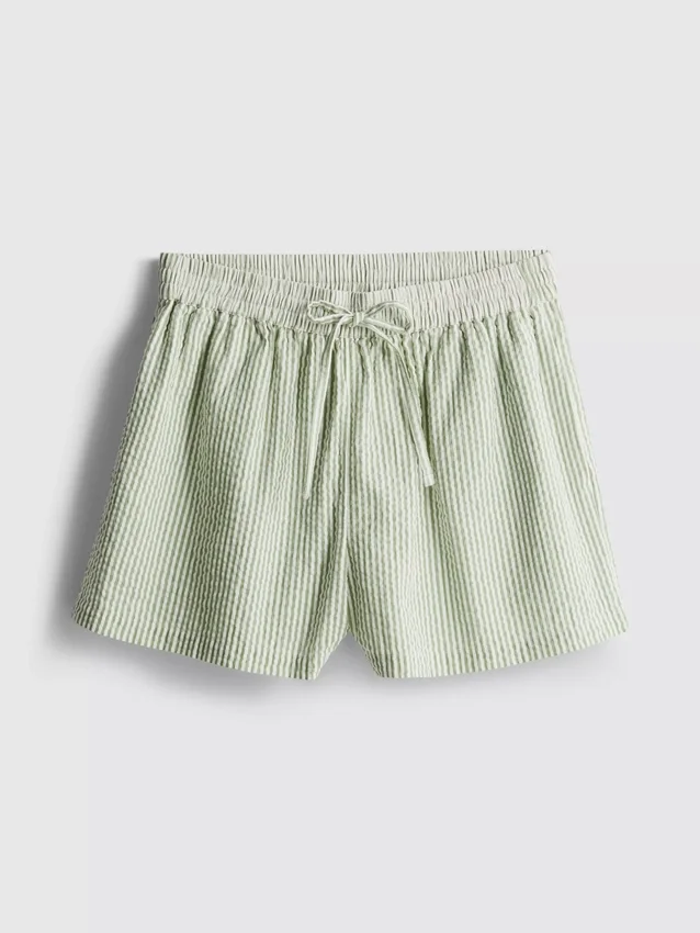 Gestreifte Seersucker-Shorts aus Baumwolle
