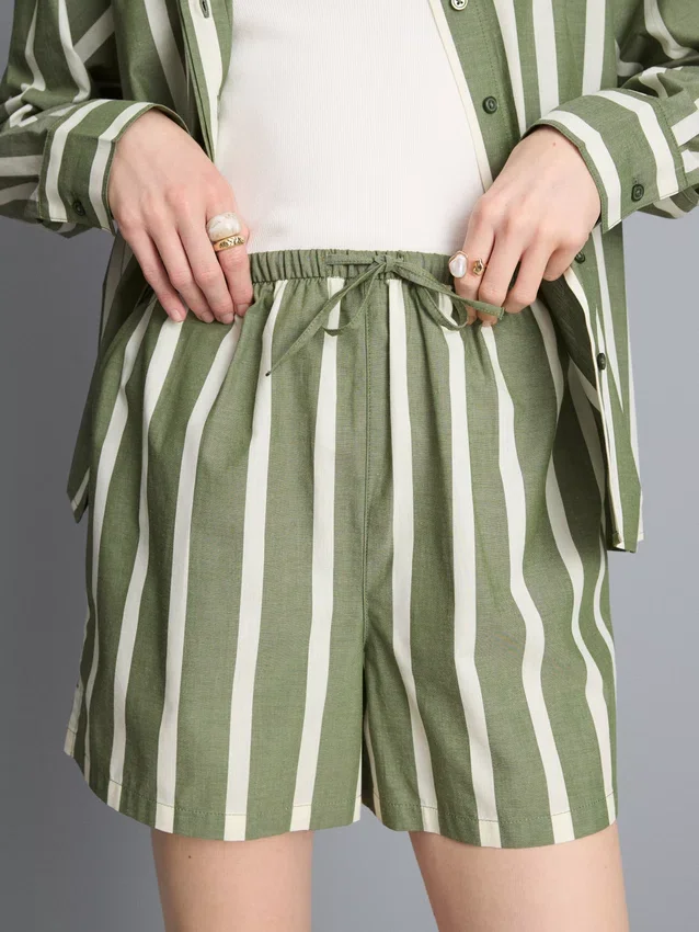 Gestreifte Shorts aus Baumwollpopeline
