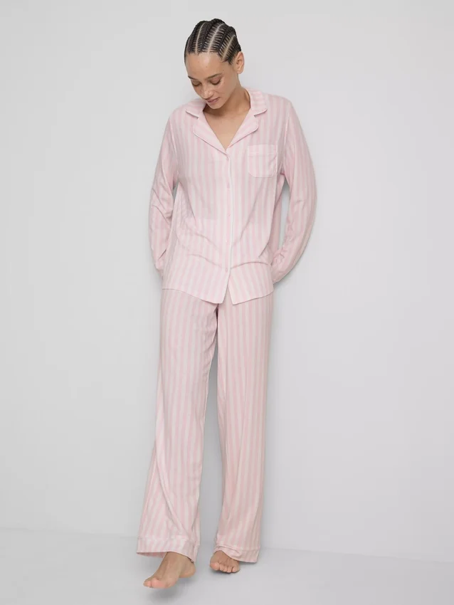 Gestreifter Jersey-Schlafanzug im Boyfriend-Stil