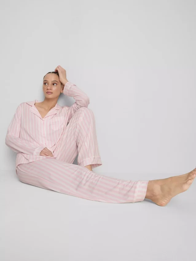 Gestreifter Jersey-Schlafanzug im Boyfriend-Stil