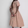 Gestreiftes Midaxi-Smockkleid aus Baumwolle