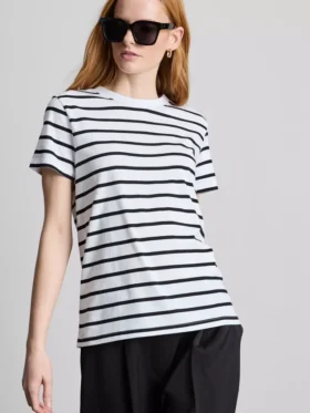 Gestreiftes T-Shirt mit Rundhalsausschnitt und kurzen Ärmeln