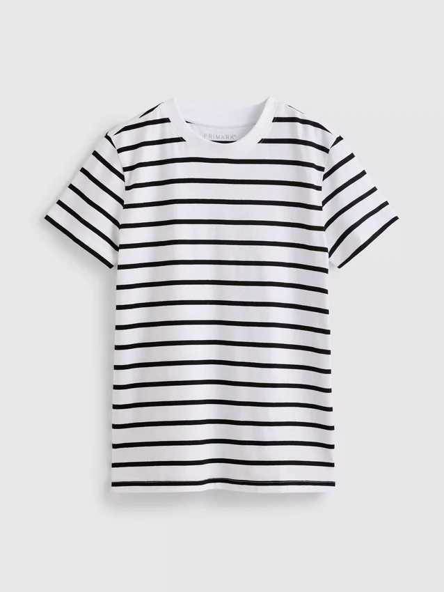 Gestreiftes T-Shirt mit Rundhalsausschnitt und kurzen Ärmeln