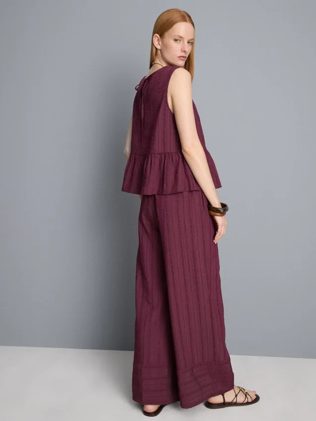 Gestreiftes Tanktop mit Peplum-Saum