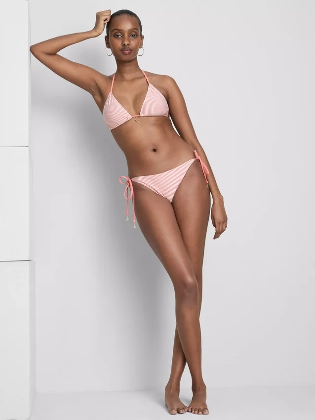Gestreiftes Triangel-Bikini-Oberteil mit Seestern-Motiv
