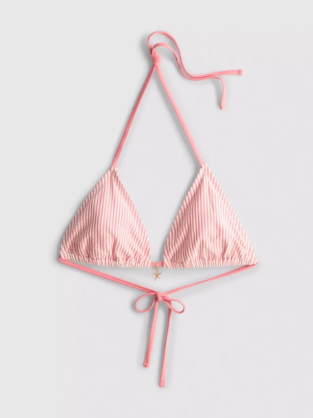 Gestreiftes Triangel-Bikini-Oberteil mit Seestern-Motiv