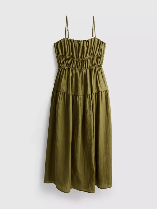 Gestuftes Smock-Maxikleid