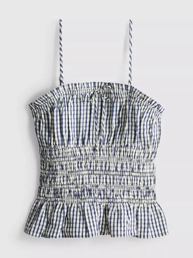 Gingham-Cami-Top mit gerafftem Peplum