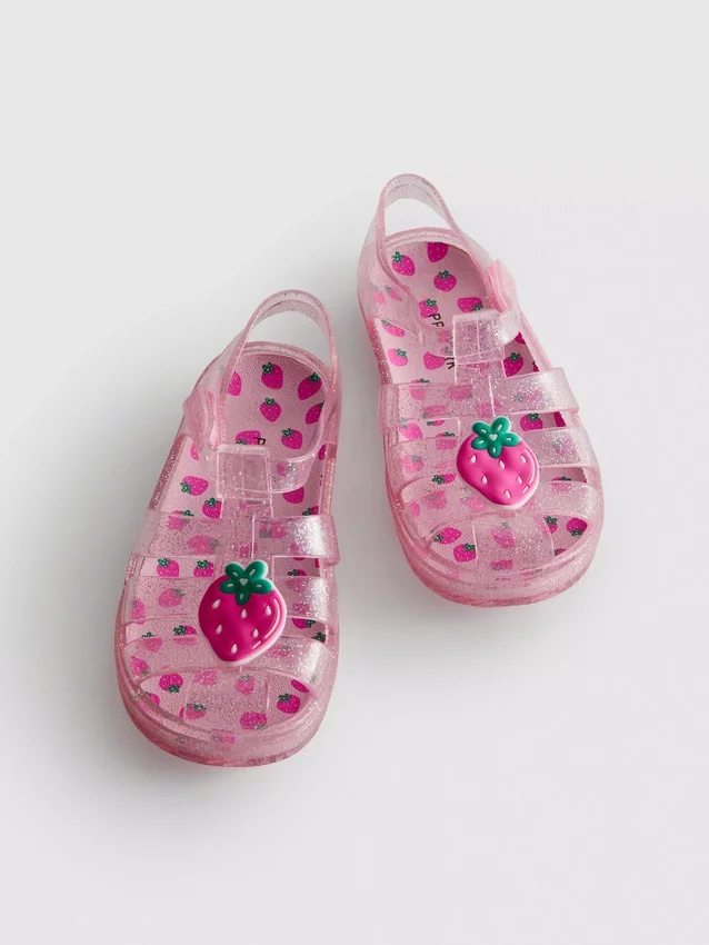 Glitzernde Jelly-Sandalen mit Gitterdesign