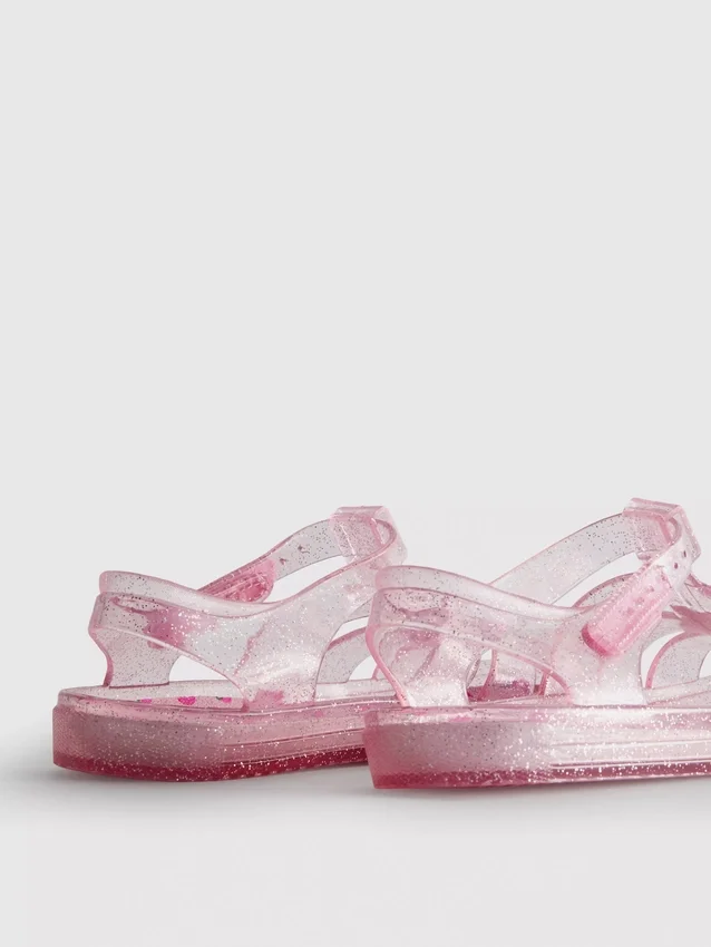 Glitzernde Jelly-Sandalen mit Gitterdesign