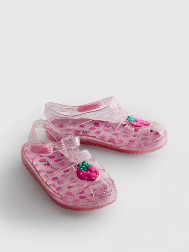 Glitzernde Jelly-Sandalen mit Gitterdesign