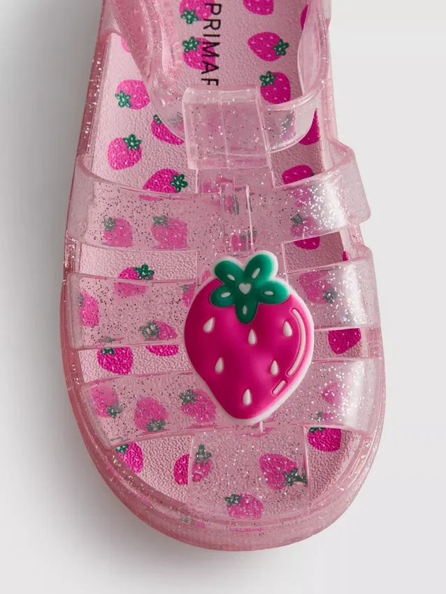 Glitzernde Jelly-Sandalen mit Gitterdesign