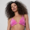 Glitzerndes Triangel-Bikini-Oberteil mit Rüschen
