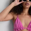 Glitzerndes Triangel-Bikini-Oberteil mit Rüschen
